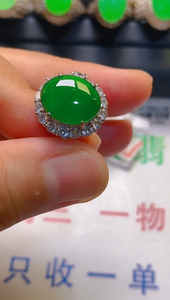 翡翠银S925镶嵌耳饰天然