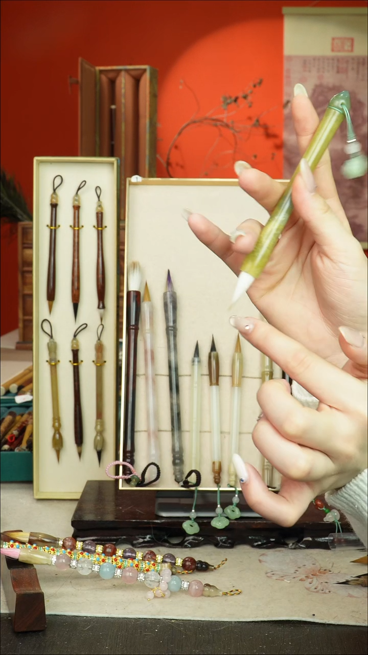 100号闪孤品高货毛笔链接 清水试笔 蘸墨不退