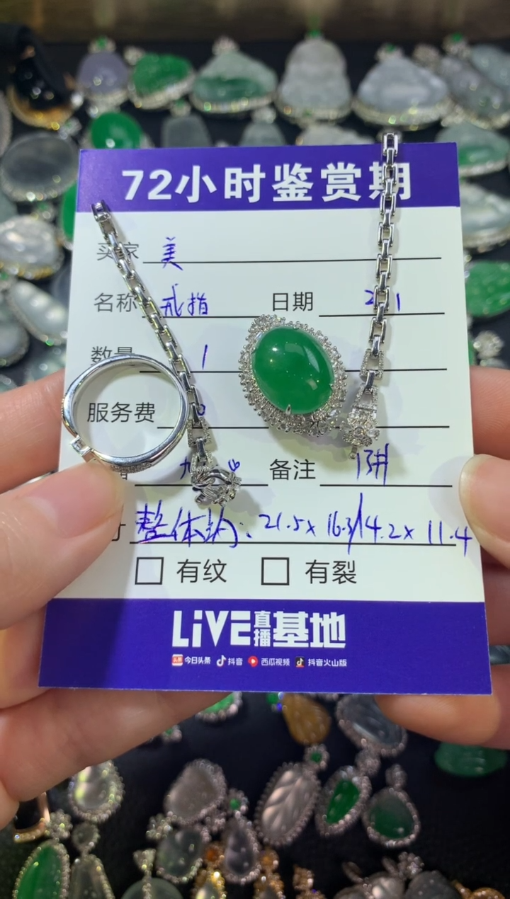 【闪购商品】翡翠颈饰18K金镶嵌三用款绿蛋