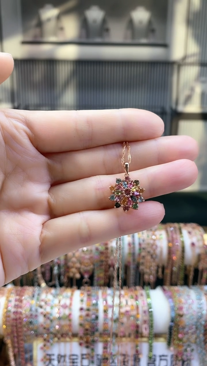 银S925镶嵌吊坠碧玺66666666666