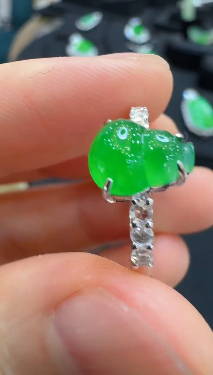 翡翠戒指18K金镶嵌多样性团购发一件