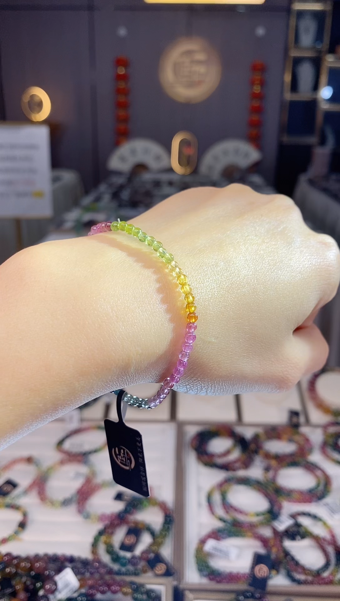 未镶嵌老矿碧玺色标净体单圈手串3mm+碧玺dan多样性发货一条