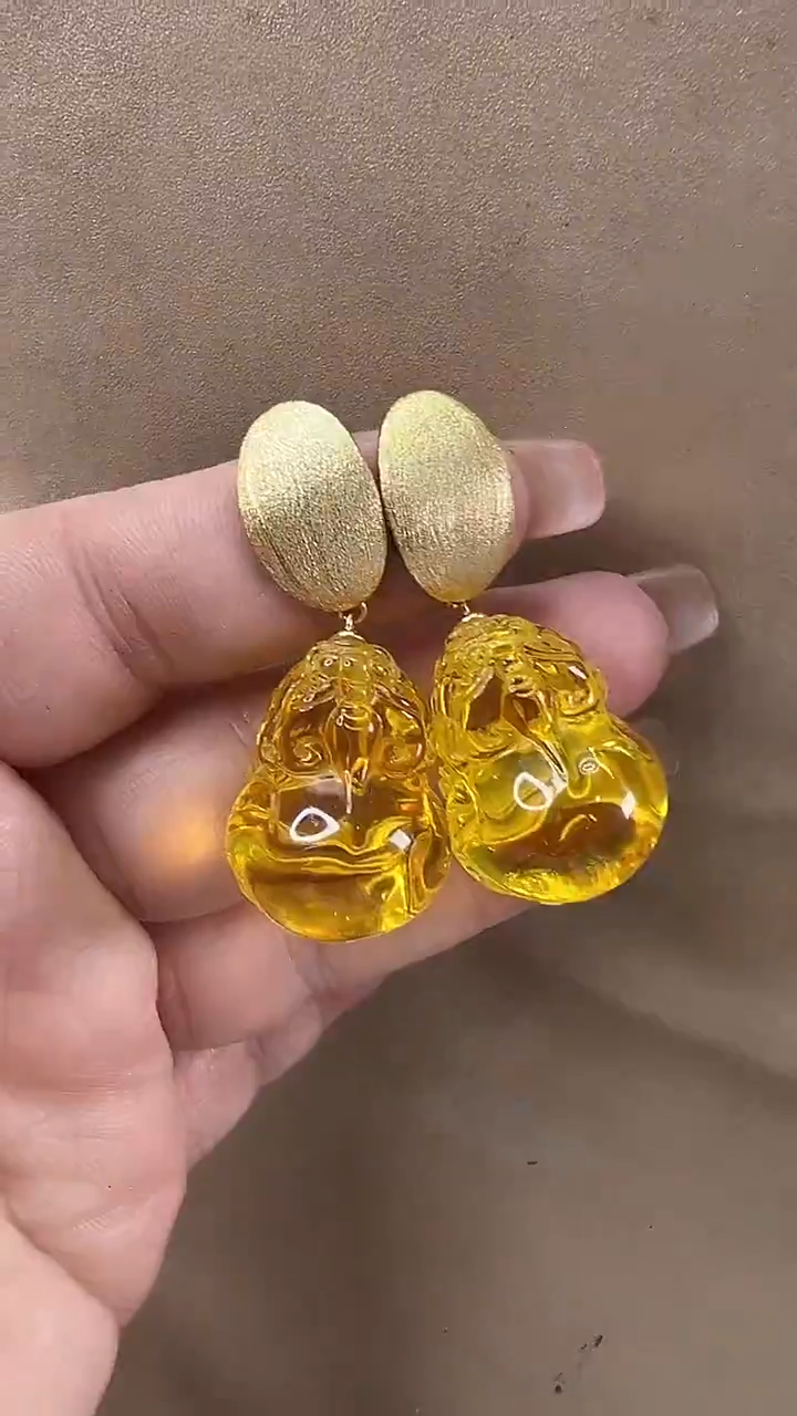 琥珀颈饰未镶嵌耳环