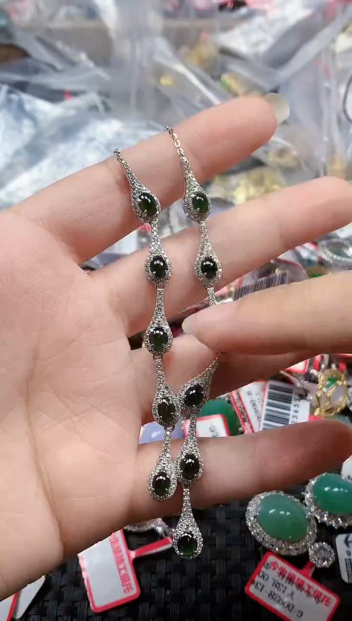 银S925镶嵌戒指翡翠天然A货缅甸翡翠