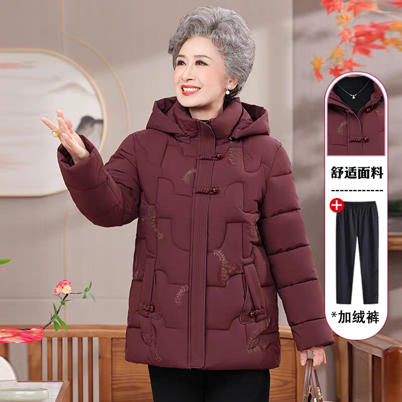 奶奶冬装加绒加厚棉袄中老年女装外套妈妈老太太棉衣婆婆保暖棉服