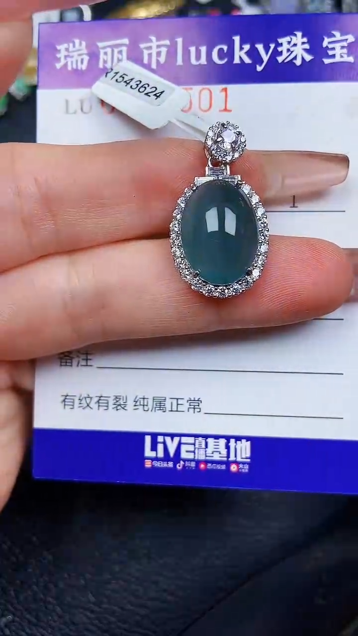 颈饰银S925镶嵌翡翠8501