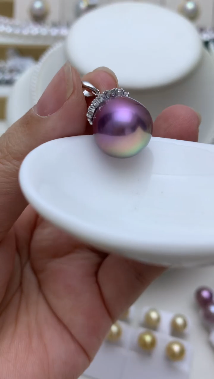 颈饰银S925镶嵌淡水珍珠w7 