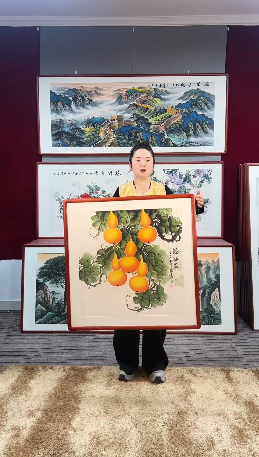 国画手绘葫芦83*83尺寸