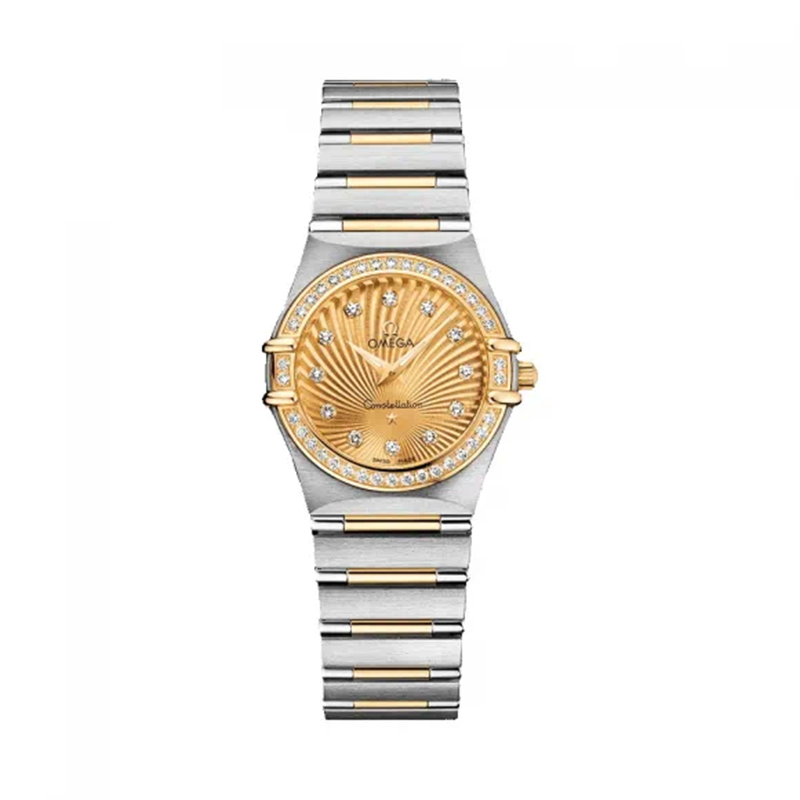 99新 Omega/欧米茄 星座三代间金钻刻全原间金金盘女表22.5盘lf