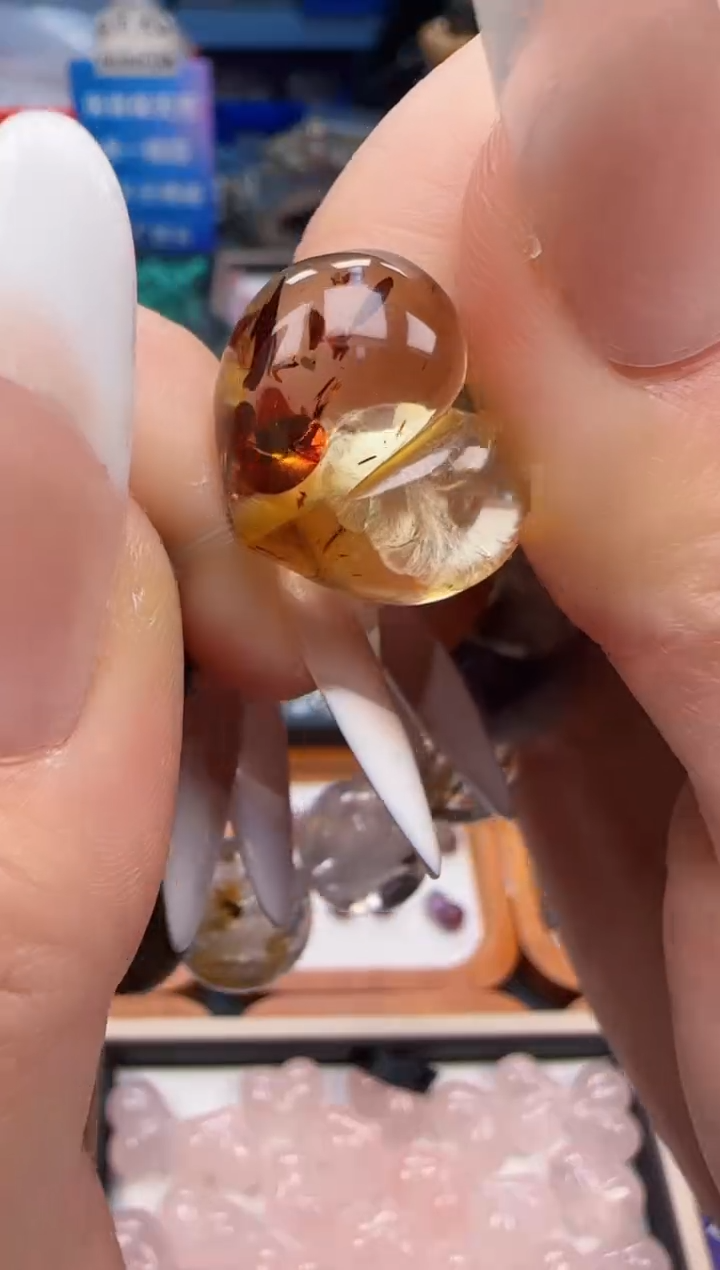 琥珀（花珀）颈饰未镶嵌银**浪4a多样性发其一/12.12/1个