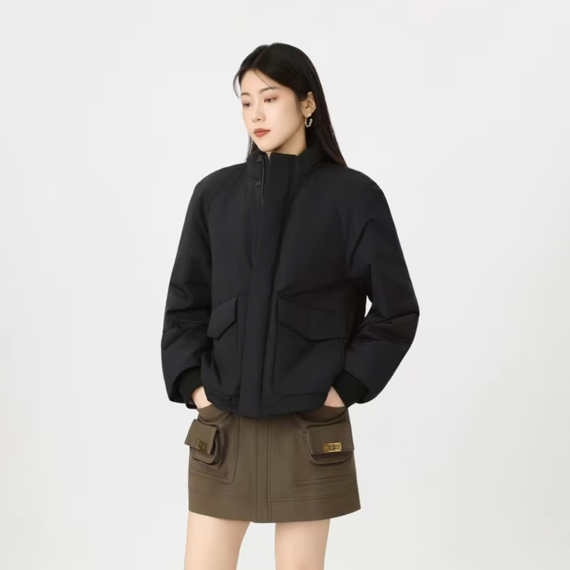 秋冬韩系ins风时尚百搭立领保暖短款泡芙棉服外套540051