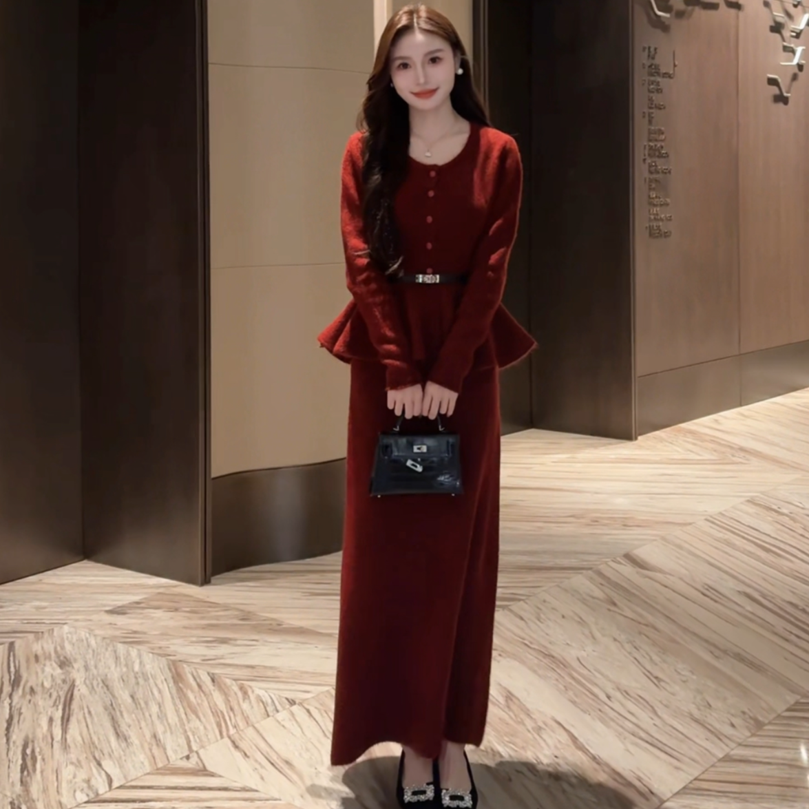 小香赫本风针织套装女秋冬高级感深秋冬装搭配一整套2025年新款潮