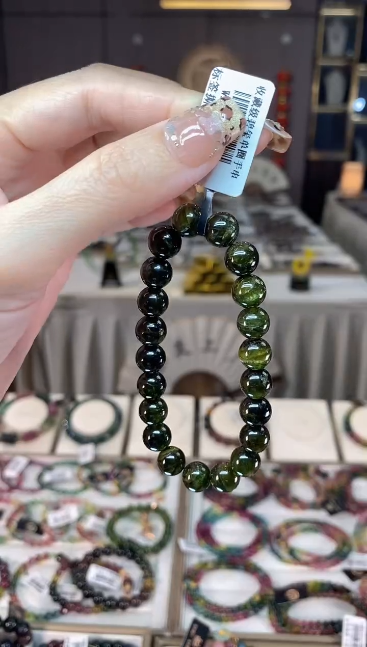 未镶嵌老矿碧玺单圈手串9mm+碧玺杜****)dan一物一证