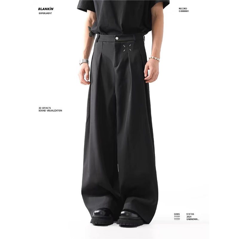 马吉拉cleanfit垂感黑色西裤男女春季显高显瘦宽松休闲西装长裤