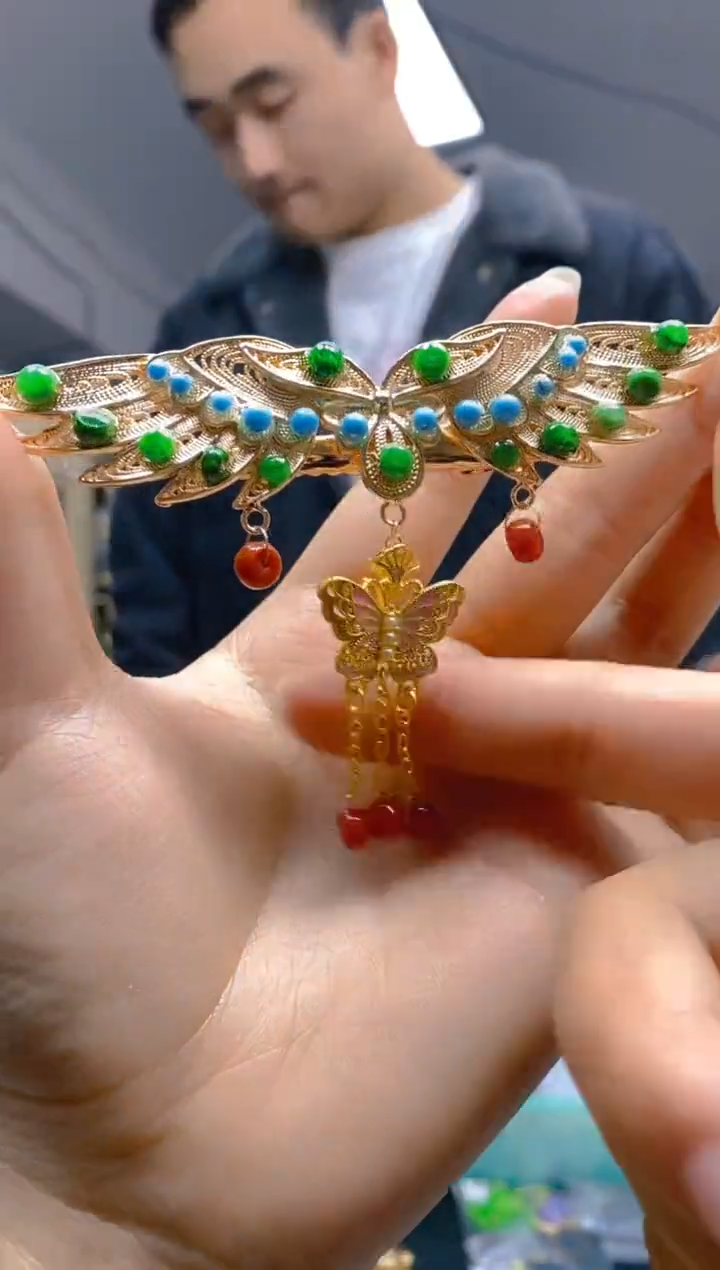 【闪购商品】翡翠耳饰合金0377翡翠发簪