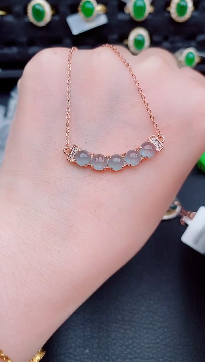 【闪购商品】翡翠颈饰银S925镶嵌天然a货翡翠519