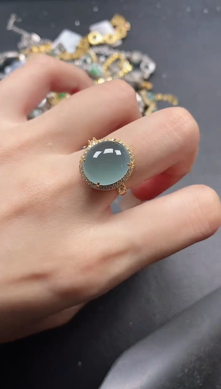 银S925镶嵌戒指翡翠5111