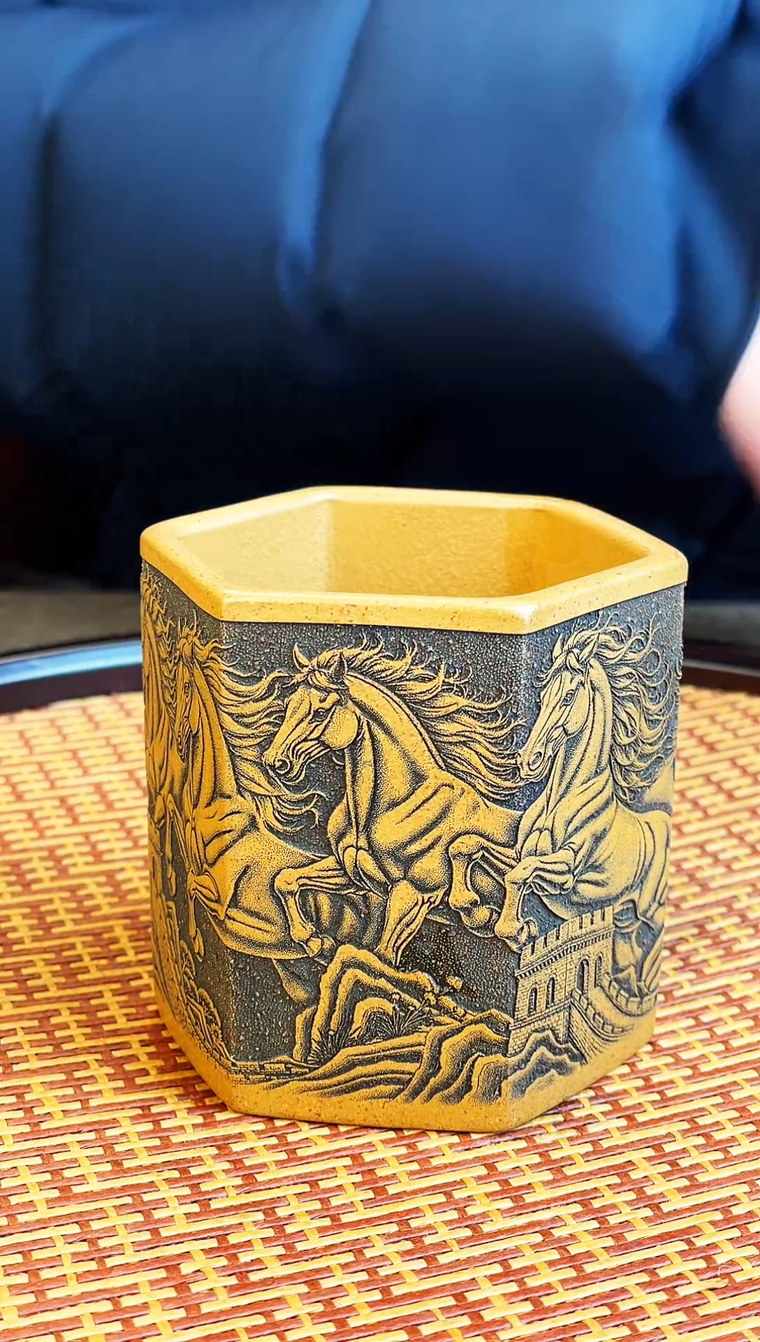 六方杯 黄金朱泥主人杯