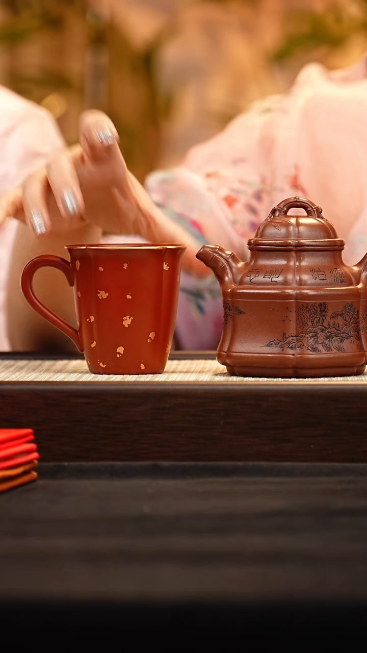 茶壶紫砂YF六方竹鼎 底槽清