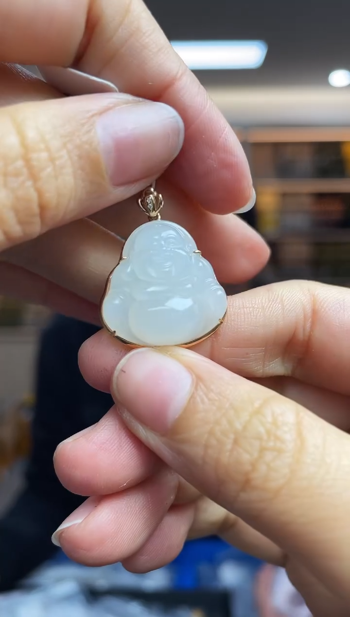 【闪购商品】和田玉·18K金镶嵌多样性发一件