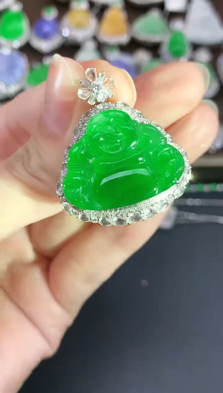 吊坠(不含链)18K金镶嵌翡翠178|