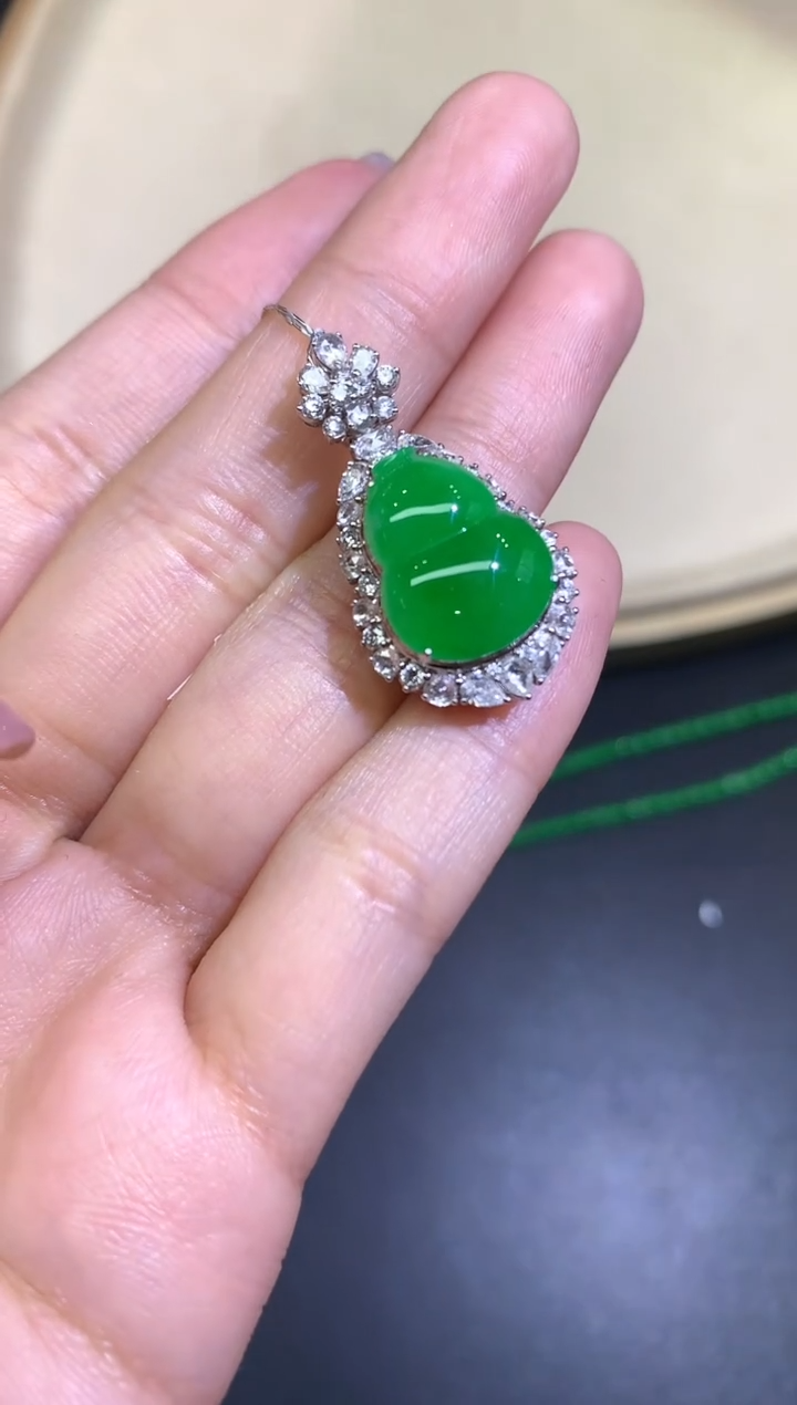 翡翠18K金镶嵌吊坠(不含链)吊坠A122|35800