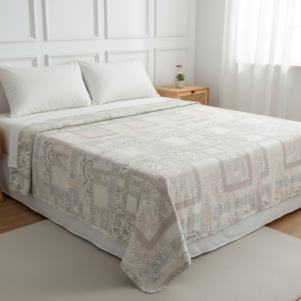 凯利特-2.5*2.3汉麻加大亲肤针织加厚可水洗双面款提花透气床盖