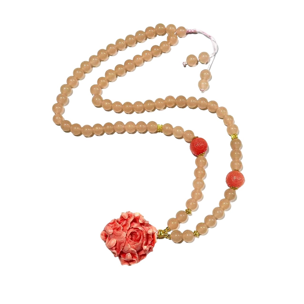 【符老板】x740-国风气质设计款姑娘牡丹花毛衣链-赠礼盒