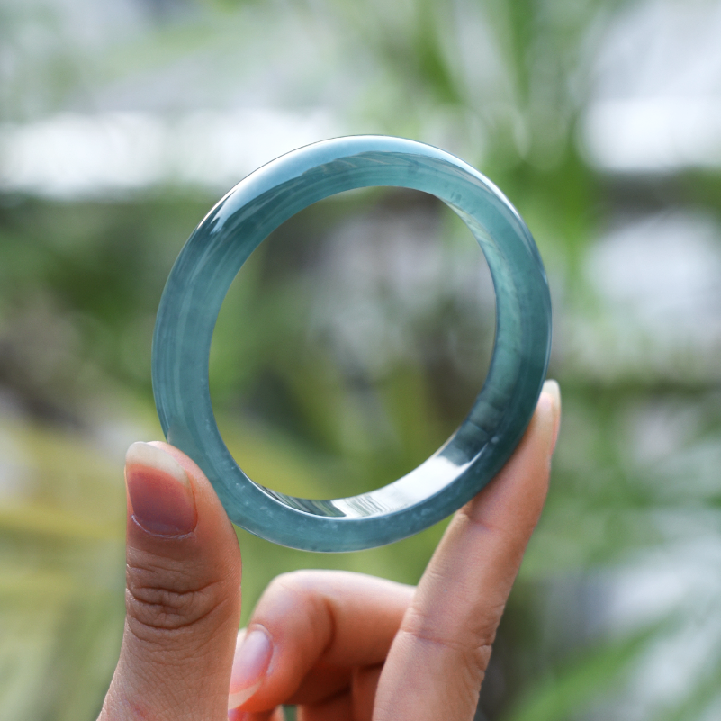 【甄选】天然A货翡翠高货正圈手镯镯子简约百搭KBR1106006