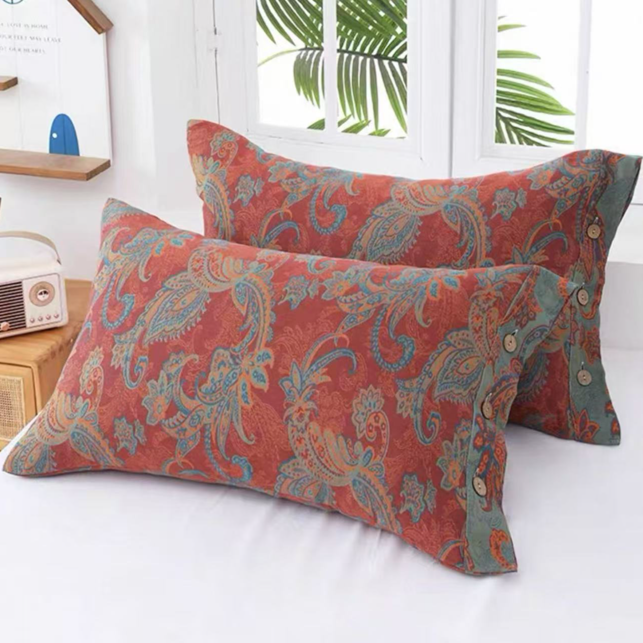 [红绿腰果]48*74A类母婴双层纱枕套一对