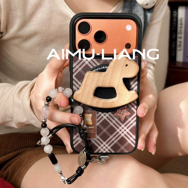 AIMU原创棕格小熊适用苹果iPhone17/16promax手机壳15pro磁吸支架