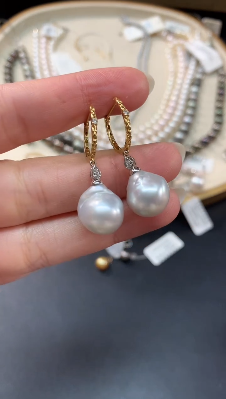 【闪购商品】海水珍珠耳饰18K金镶嵌A97|4980