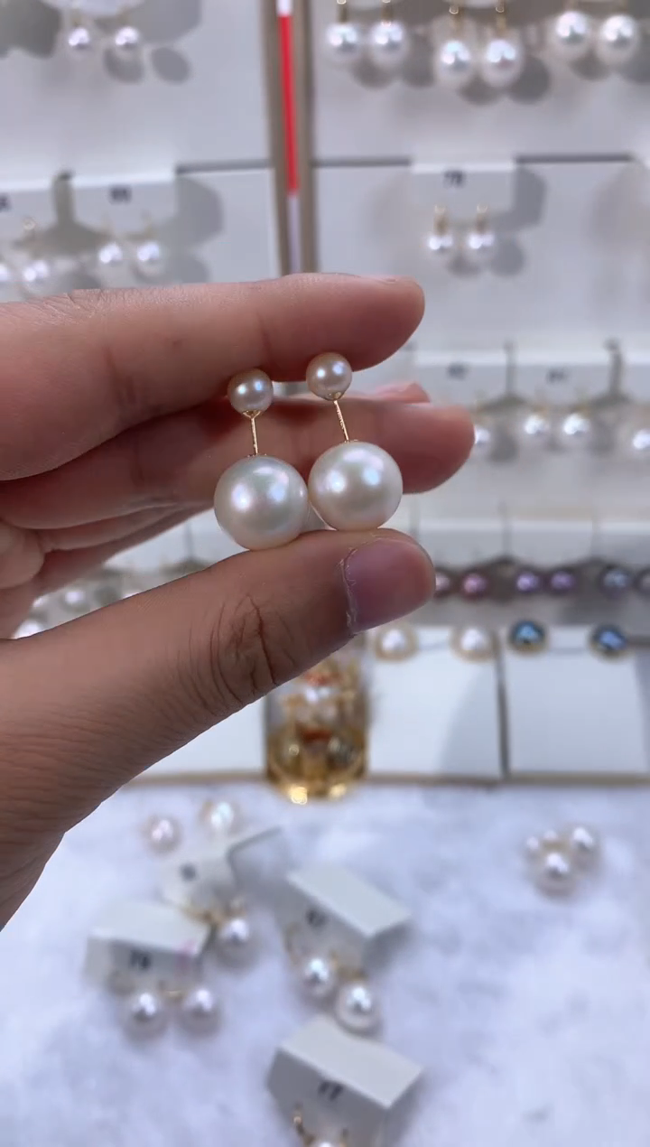 【闪购商品】淡水珍珠耳饰18K金镶嵌1