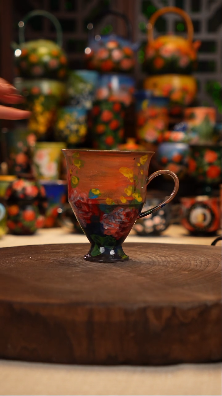 紫砂 油画釉下彩手绘