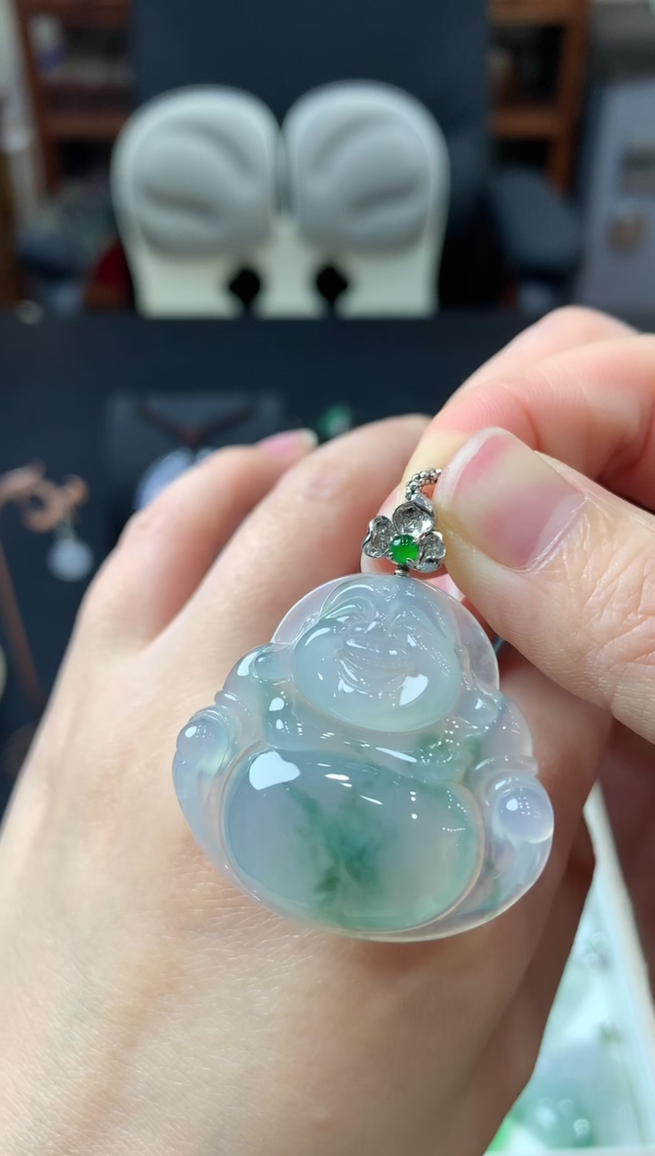 【闪购商品】翡翠吊坠(不含链)18K金镶嵌挂件