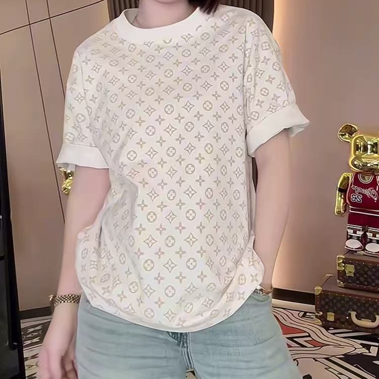 B115链条满印花修身T恤