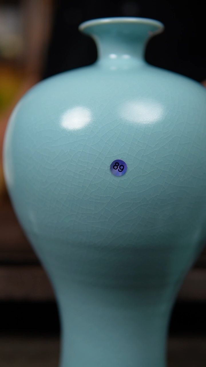 【闪购商品】杯仿古宋臻釉纯手工梅瓶30公分高左右瑕89