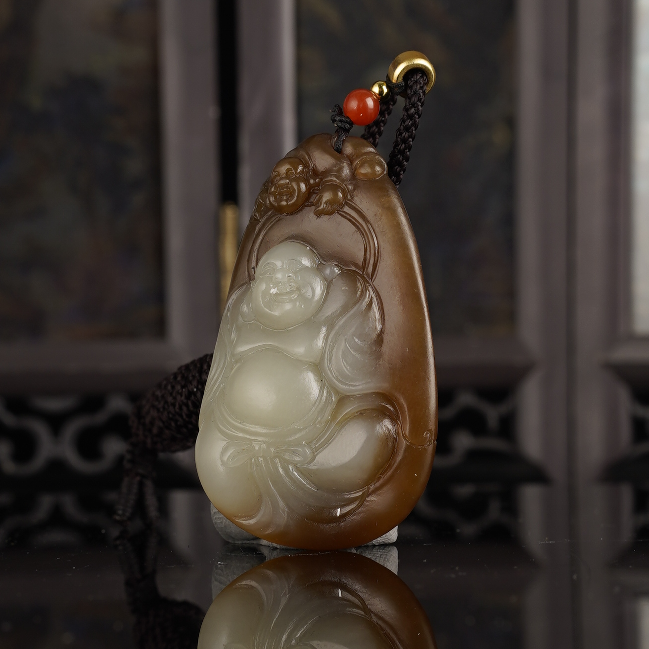 XJ12112二十世纪和田玉弥勒挂坠