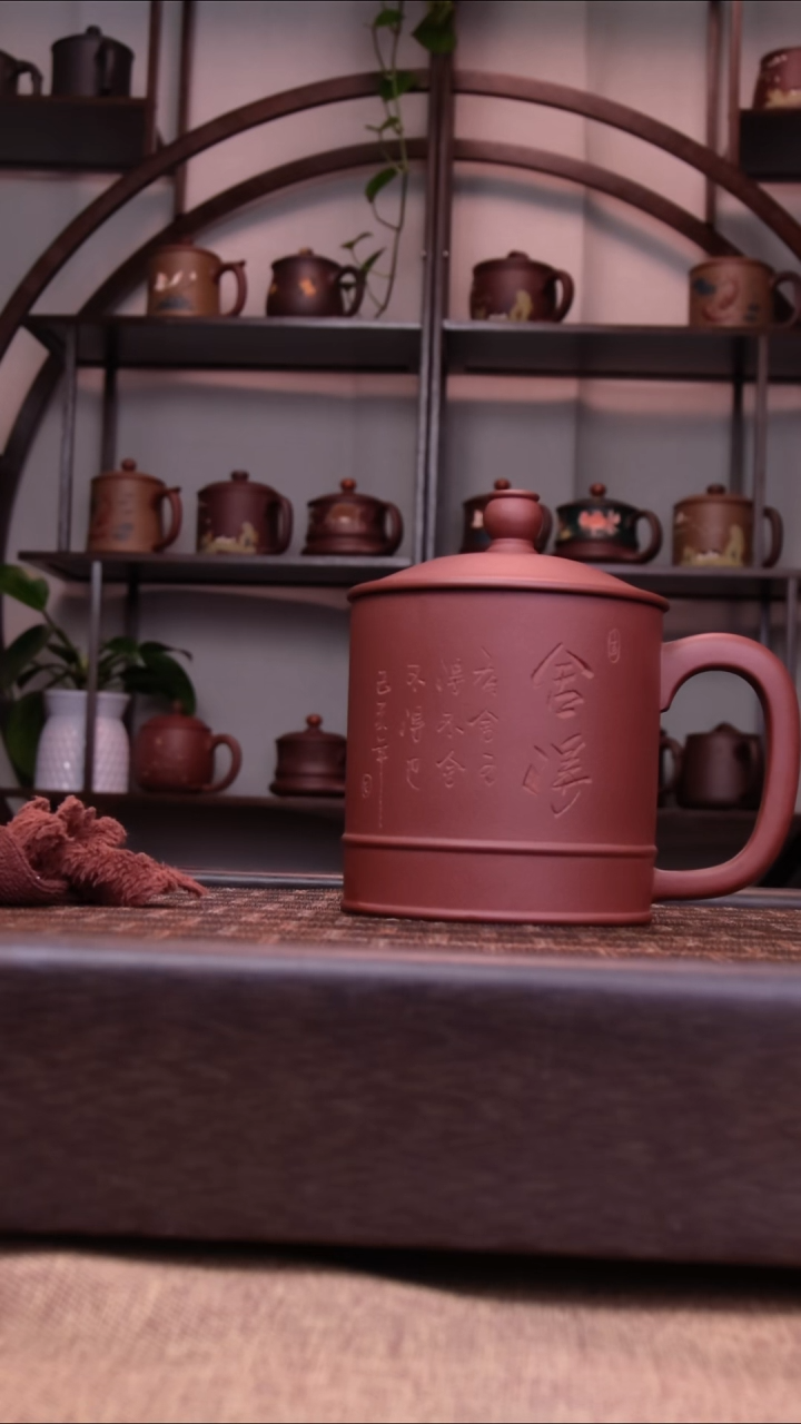 茶杯紫砂舍午双线直筒杯