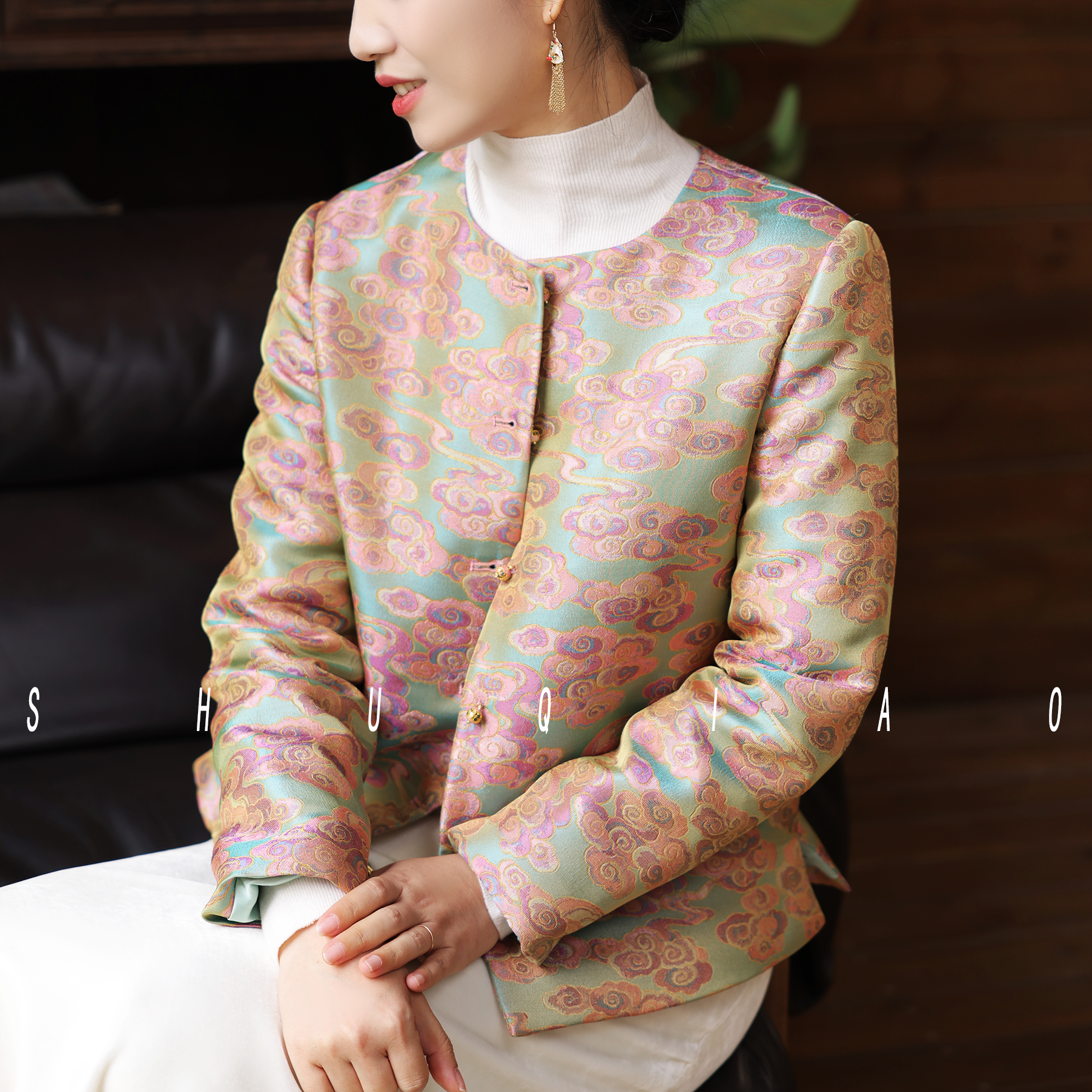 蜀俏【思齐】仿蜀锦小个子温柔短款外套新年棉服新中式拜年服女