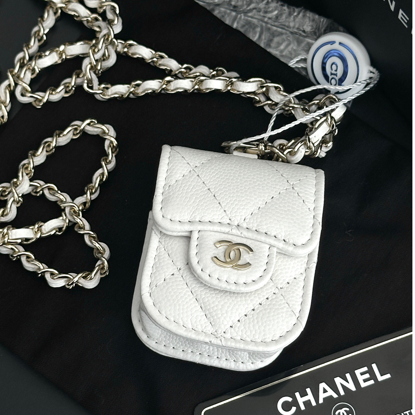 未使用 Chanel/香奈儿 耳机包白金30有卡全新