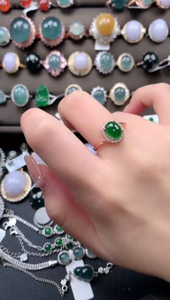 【闪购商品】翡翠戒指银S925镶嵌5242141