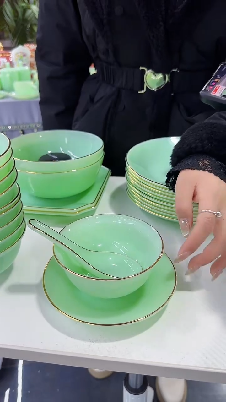 【闪购商品】瓷片 碗，碟，勺 三件套各2套 景德镇