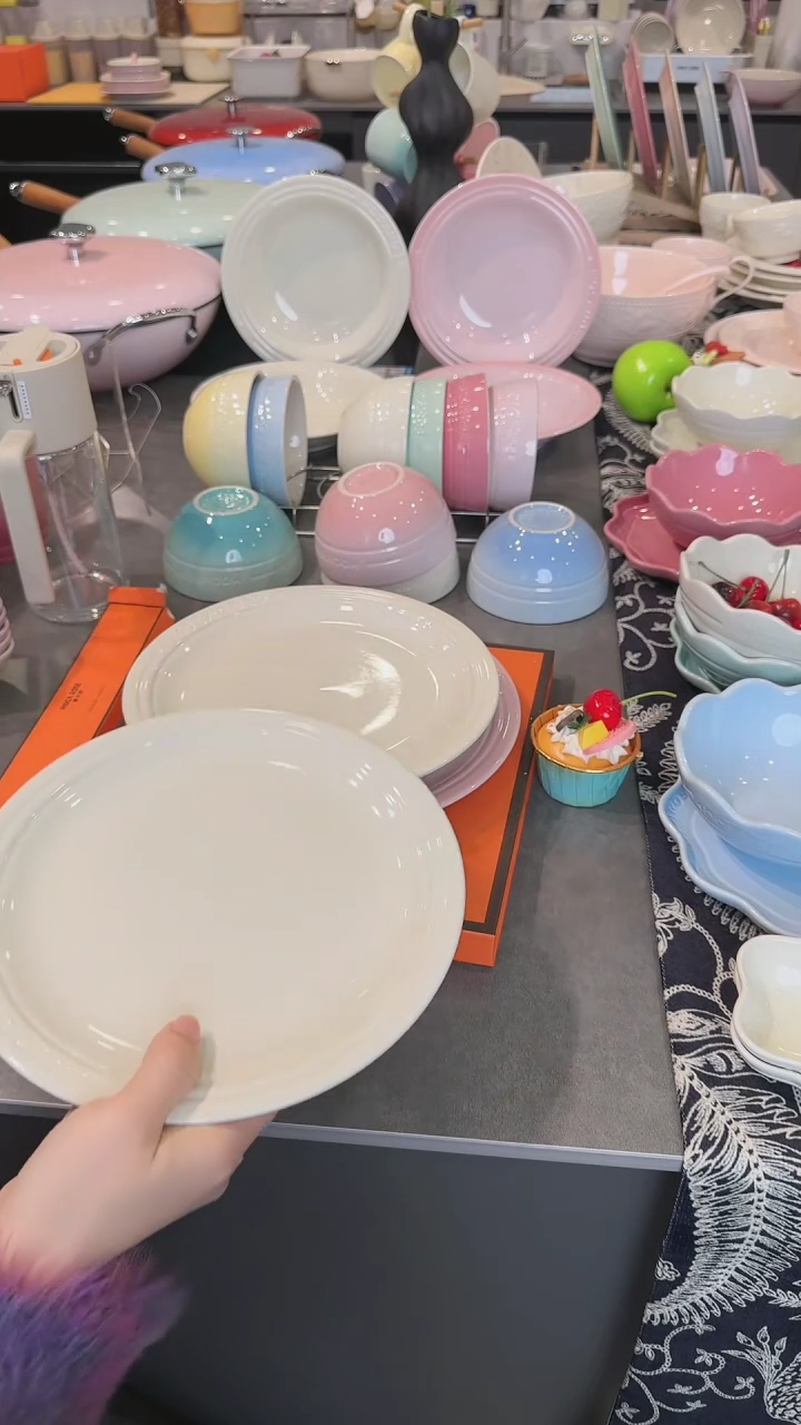 【闪购商品】瓷2个装炻彩浅盘23cm-松露白