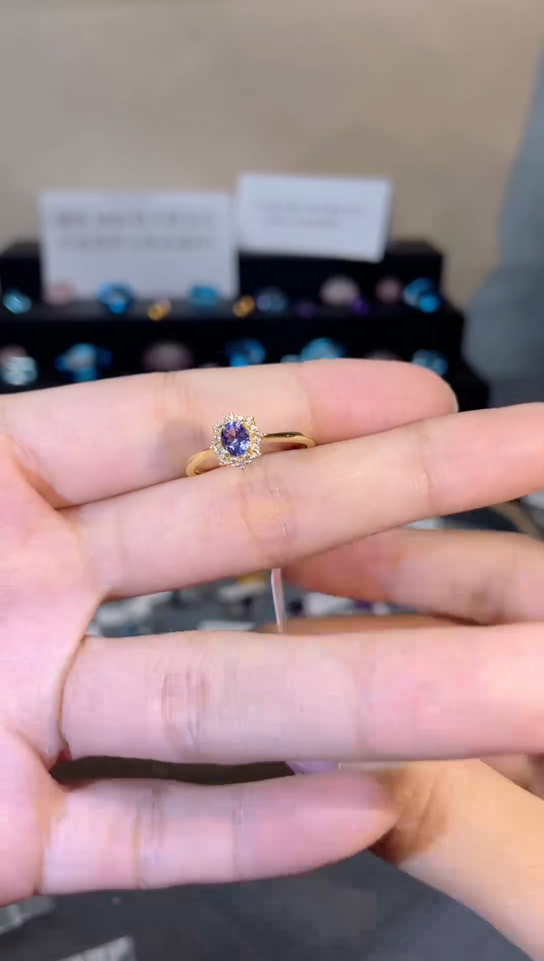 银S925镶嵌戒指坦桑石天然宝石