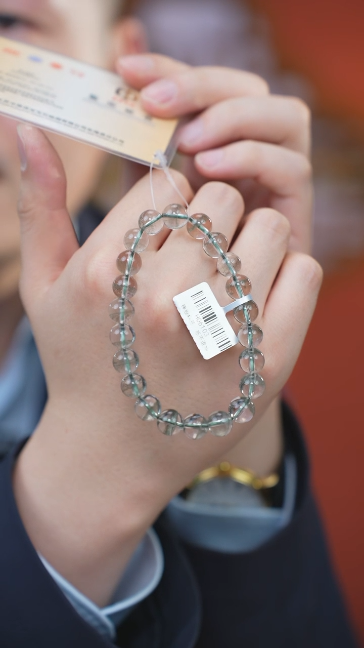 【闪购商品】水晶手链未镶嵌d011 绿幽灵手链9mm+