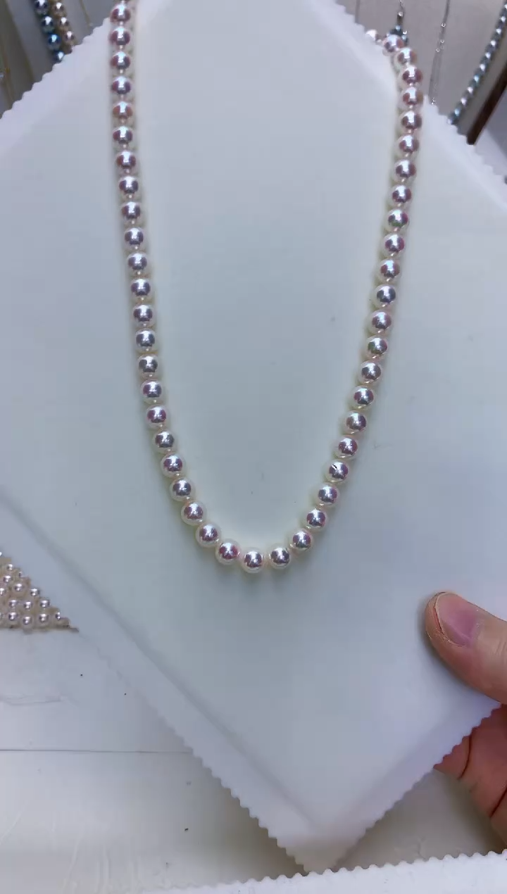 【闪购商品】海水珍珠饰品银S925镶嵌7-7.5满珠链·奶奶的脸