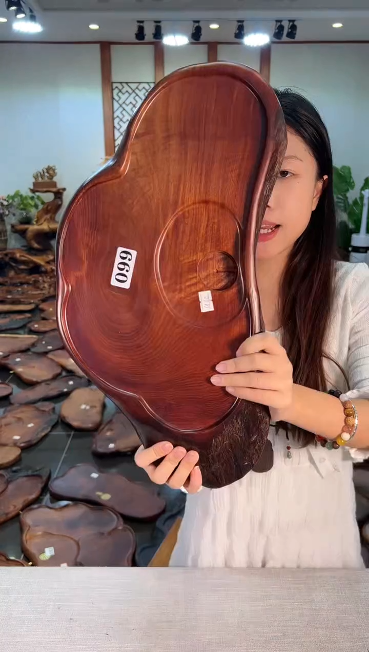 【闪购商品】大果紫檀（缅甸花梨）茶盘099