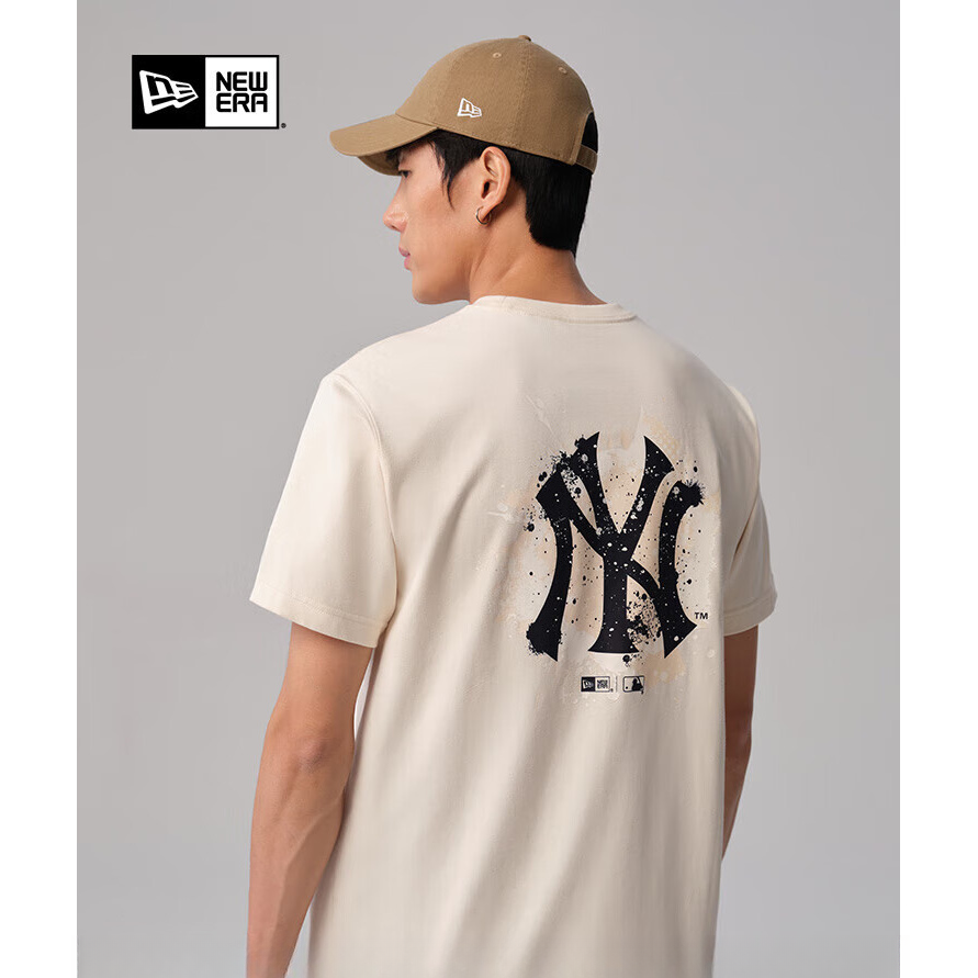 NEW ERA x MLB 纽亦华水绘NY男女情侣短袖T恤圆领泼墨印花