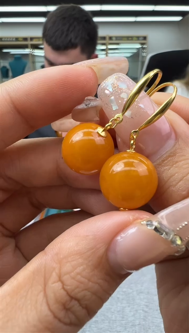 【闪购商品】琥珀耳饰未镶嵌57秒拍号